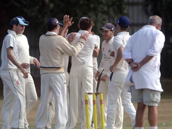 Bognor seconds celebrate a wicket against Aldwick / Picture by Kate Shemilt