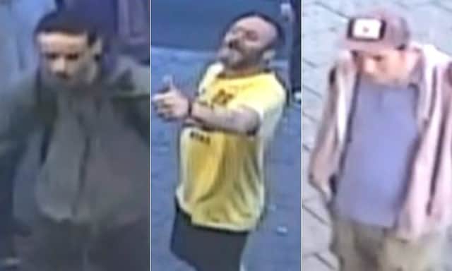 Police would like to speak to these men pictured in the CCTV footage. Picture courtesy of Sussex Police SUS-180908-180950001