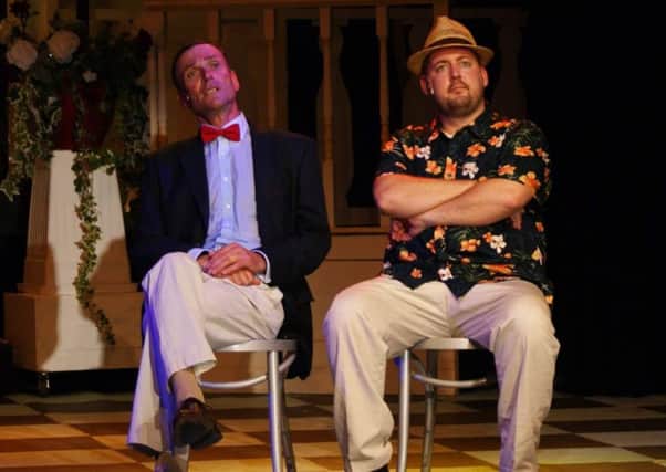 Tim Kimber as Lawrence Jameson and Tom Brennan as Freddy Benson in Dirty Rotten Scoundrels by the Littlehampton Musical Comedy Society