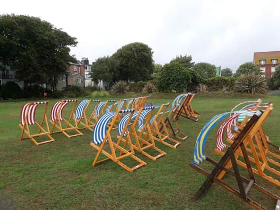 Deckchairs ready for moviegoers at Worthing Summer Cinema SUS-181008-124531001