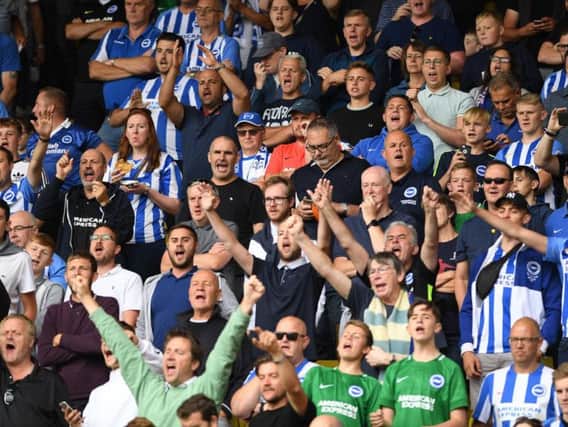Albion fans at Watford. Picture by PW Sporting Photography