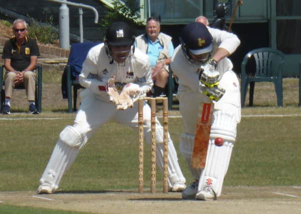 Hastings Priory captain Tom Gillespie batting against Roffey on Saturday. Pictures by Simon Newstead
