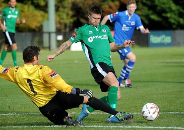 Chris Smith, pictured playing for Burgess Hill last season, netted on his Horsham debut and was praised for his performance. SR1631498. Picture by Steve Robards