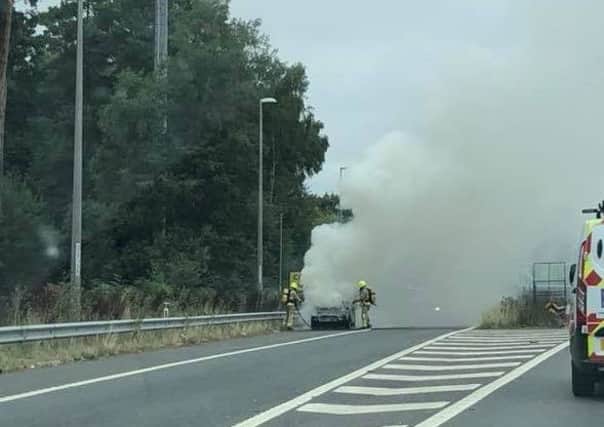 Crews were called to the car fire after 12.30pm today (August 15)