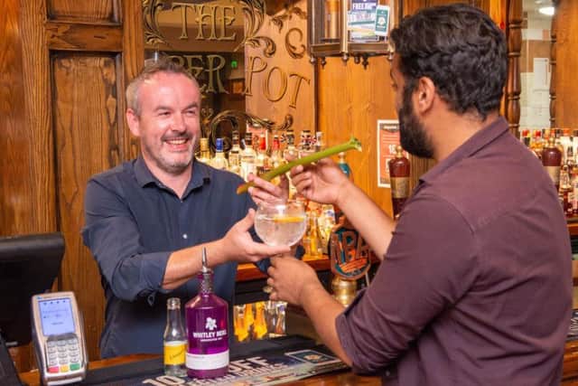 Pub giving away free gin and tonic in exchange for a stick of rhubarb!