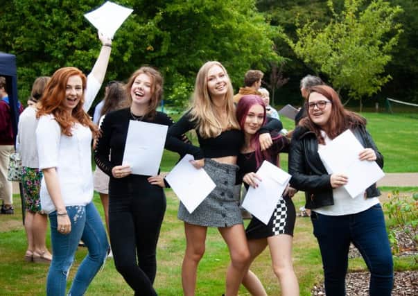 Students at Burgess Hill Girls celebrating their results. Picture: Tim Osborne Photography