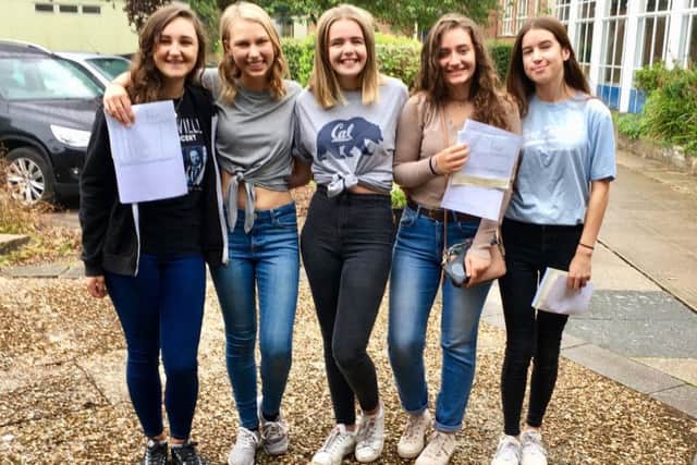 Best friends Katie Thibaut from Henfield, Kate Meheux from Lancing, Amy Timmins from Henfield, Eva Bizas from Storrington, and Charlotte Veale from West Chiltington, all 18