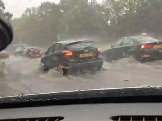 Flooding at Tangmere roundabout. Picture from Emma O'Neill