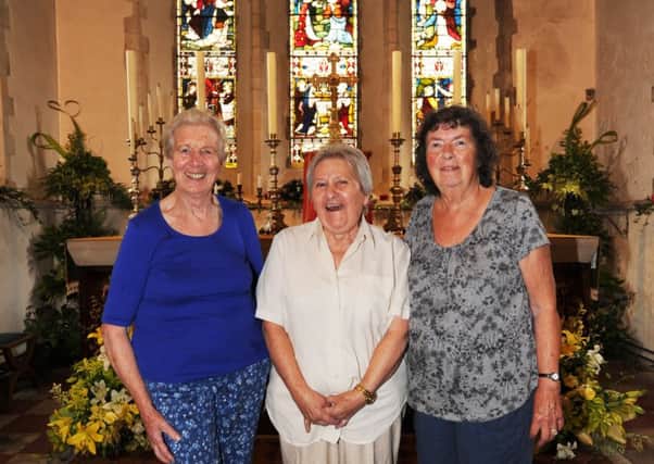 Pevensey Church Flower Festival - L-R, Pam Britton, Mary Whiting and Val Wood (Photo by Jon Rigby) SUS-160830-104048008