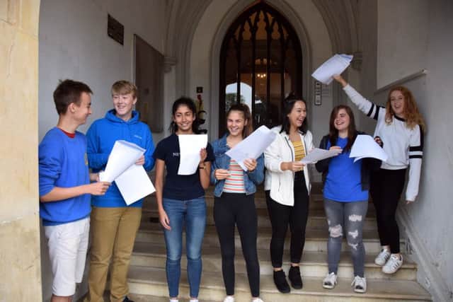 Battle Abbey School students with their results SUS-180823-110548001