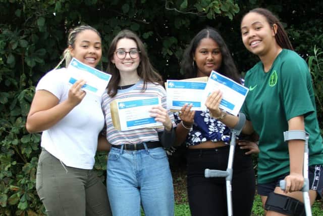 Hove Park students collecting their GCSE results (Photograph: Karl Salter/Hove Park)