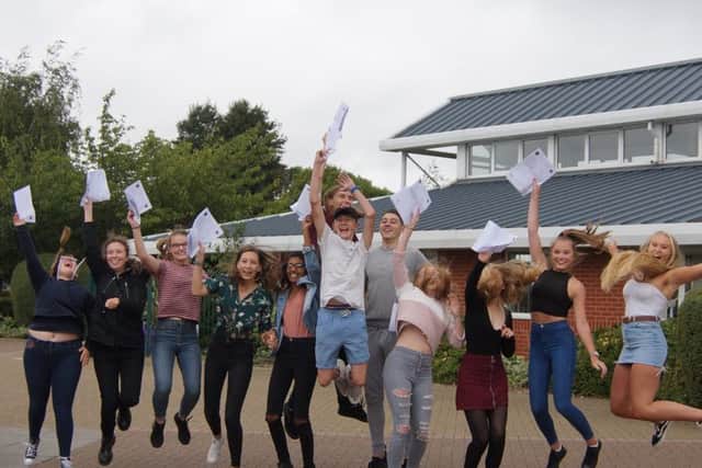 Chichester High School students jump for joy after receiving their results. Picture contributed