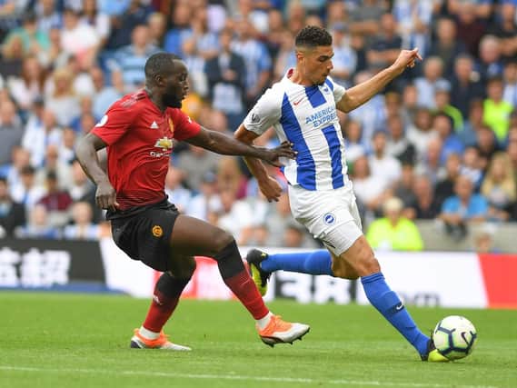 Leon Balogun in action on his Brighton & Hove Albion debut against Manchester United. Picture by PW Sporting Photography