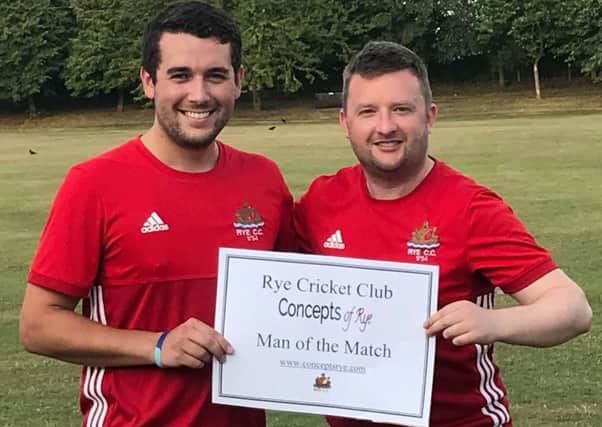 Tom Williams (left) was Rye Cricket Club's man of the match in the victory at home to Mayfield seconds.