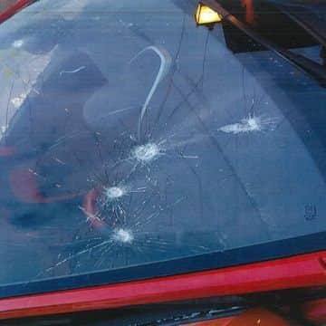 The damaged car window. Picture courtesy of Sussex Police SUS-180824-123723001