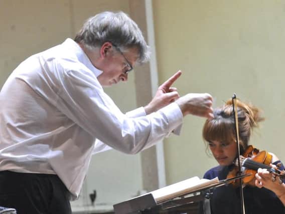Nicola Benedetti and John Gibbons at WSO rehearsal by Stephen Goodger