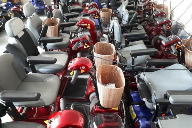 The mobility scooters waiting to be hired