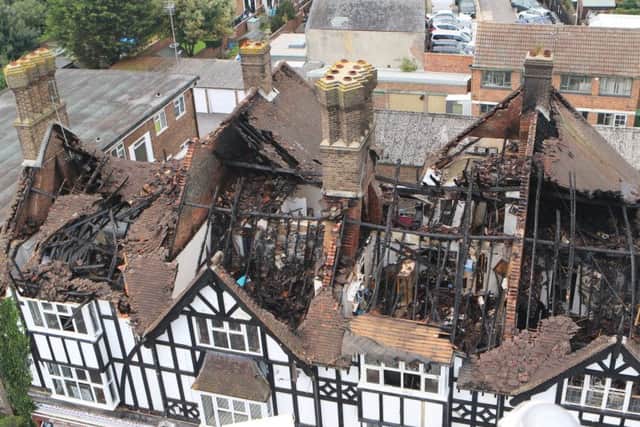 Damage to the flats in Rectory Road, Worthing, the day after the blaze took hold