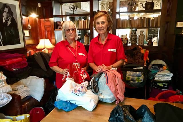 Tina Knight and Vicki Read from the British Red Cross at the Thomas A Becket pub in Rectory Road, Worthing