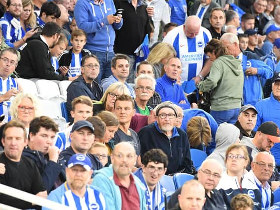 Albion fans pictured at the Amex last night. Picture by PW Sporting Photography