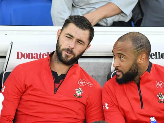 Charlie Austin (left) scored the winner for Southampton against Brighton last night. Picture by PW Sporting Photography