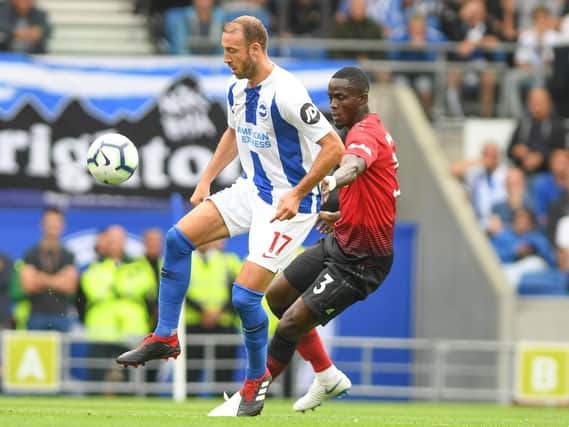 Glenn Murray in action against Manchester United. Picture by PW Sporting Photography