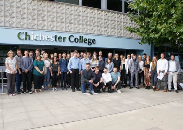 Town planning apprentices, from 2015 to 2018, pictured alongside representatives from the RTPI and Chichester College