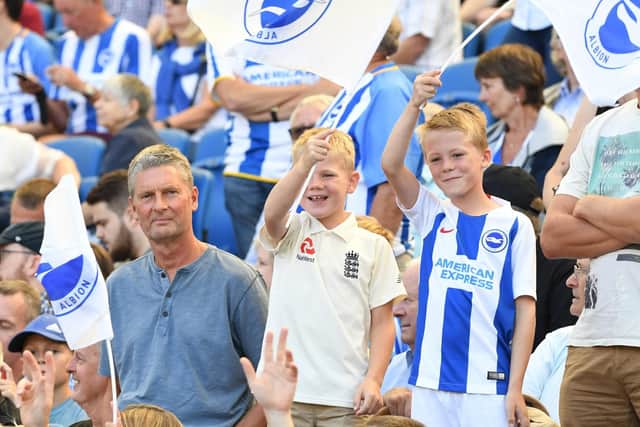 Albion fans pictured at the Amex yesterday. Picture by PW Sporting Photography