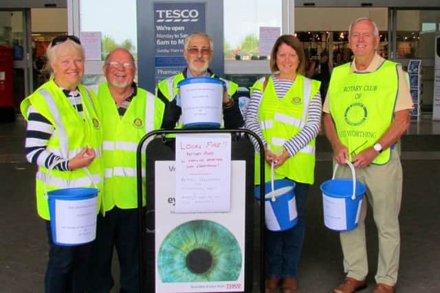 West Worthing Rotarians collecting for the victims of the Rectory Road fire at Tesco in Durrington