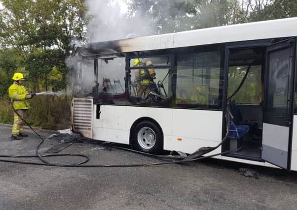 Bus fire near Billingshurst. Photo by Storrington Fire Station