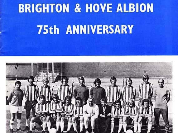 The front cover of the programme when Albion hosted Stoke in 1975