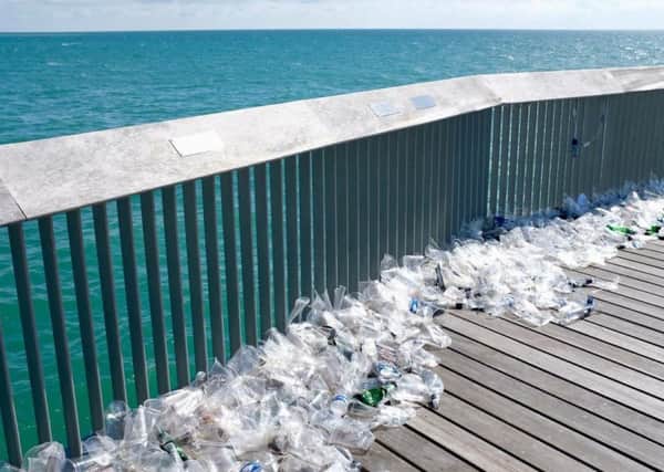 The large amount of rubbish was still on Hastings Pier on Sunday morning. Picture: Josh Speer