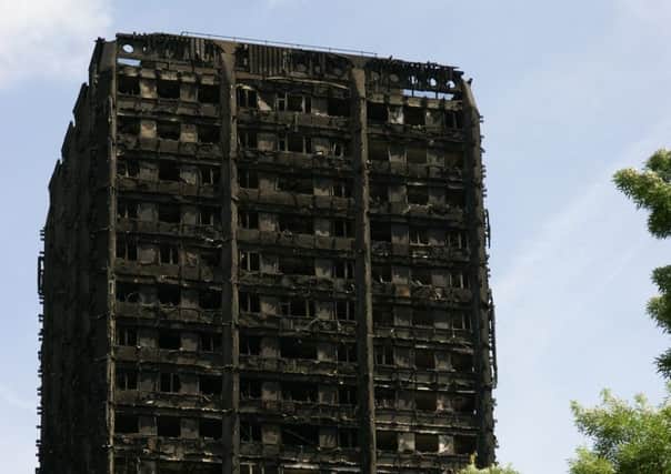 Grenfell Tower Remains, image from Wikimedia Commons by ChiralJon