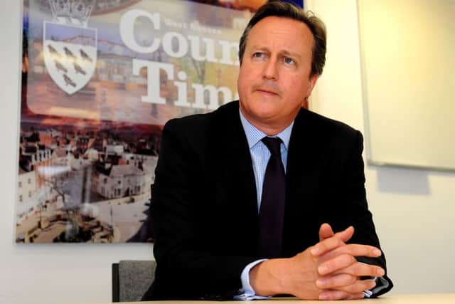 David Cameron on a visit to the West Sussex County Times office in Horsham