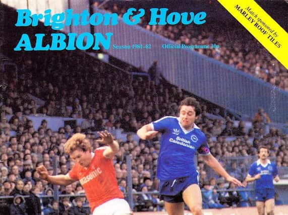 The front cover of the programme when Albion met Southampton in 1982