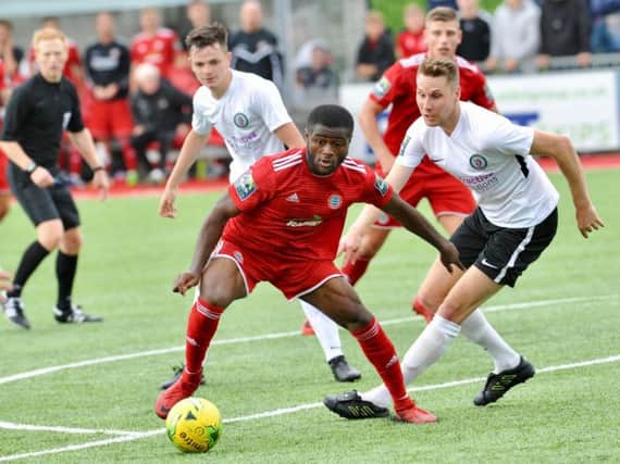 Striker David Ajiboye has made a flying start to the season. Picture by Stephen Goodger