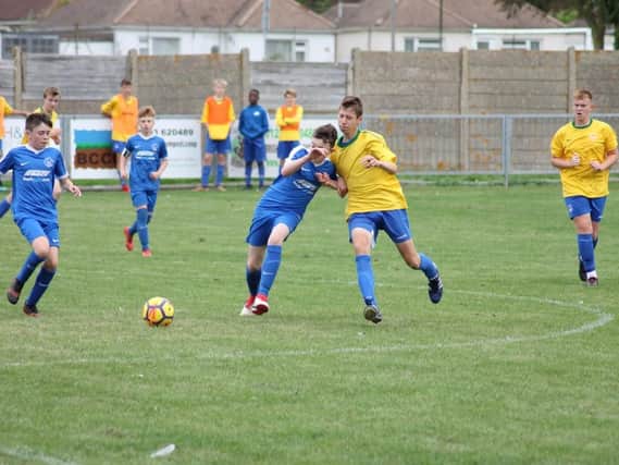 Action from Shoreham under-14s clash with Oxford City