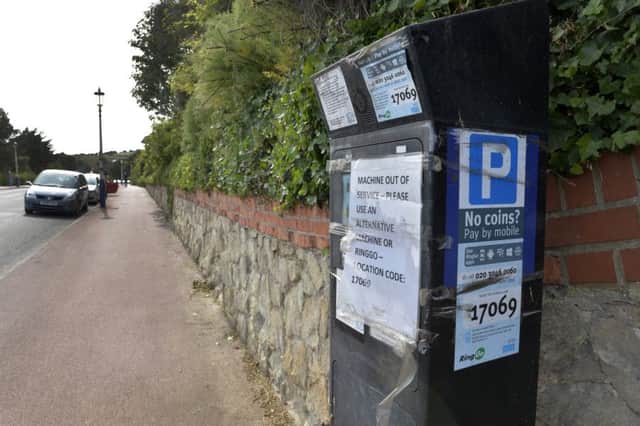Parking payment machines out of order in King Edwards Parade on Eastbourne seafront- (Photo by Jon Rigby) SUS-180813-111014008