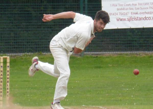 Dan Clifford bowling for Little Common Ramblers against Plumpton & East Chiltington. Pictures by Simon Newstead