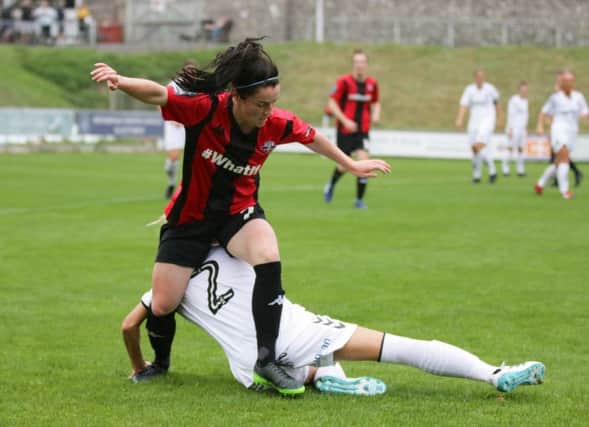Vicky Carleton in action for Lewes FC Woman against Charlton Athletic. Photograph by James Boyes