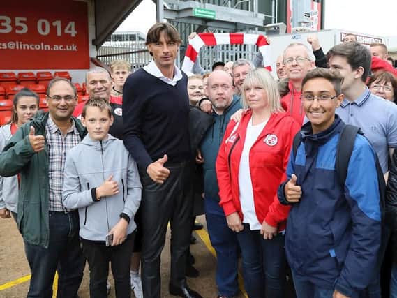 Cioffi with Reds fans at Lincoln City last week