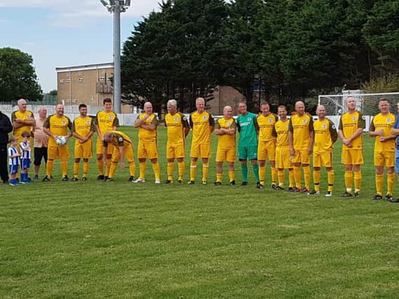 The former Albion players line-up before this afternoon's match against Southwick.