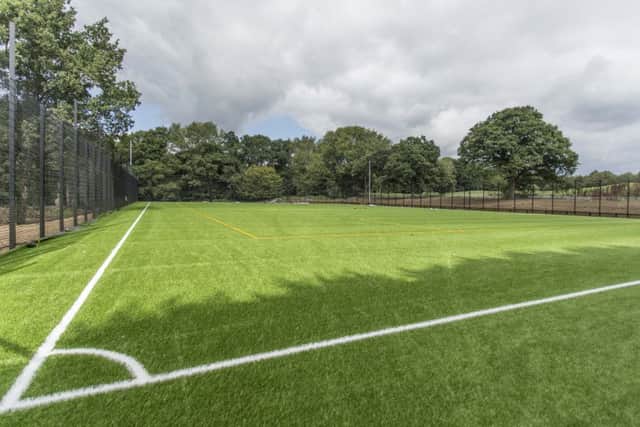The community training pitch at Horsham Football Club's new ground at Hop Oast