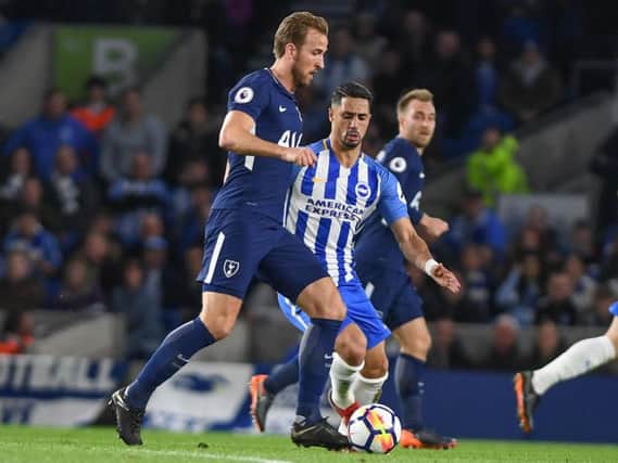 Harry Kane on the ball during last season's 1-1 draw at the Amex. Picture by PW Sporting Photography