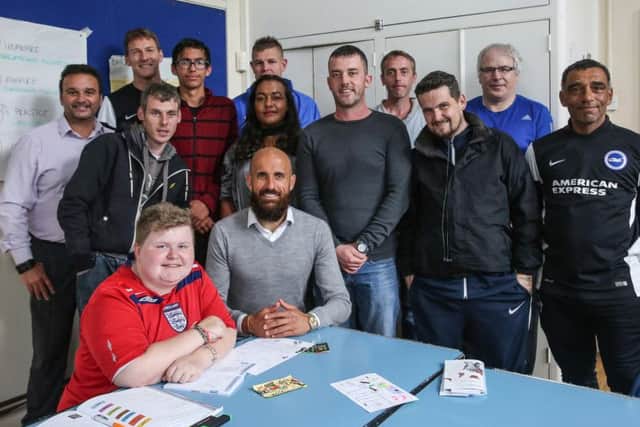 Bruno pictured with the participants of Albion in the Communitys Albion Goals programme. Picture by Stuart Butcher