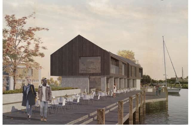 The proposed riverside restaurant and walkway