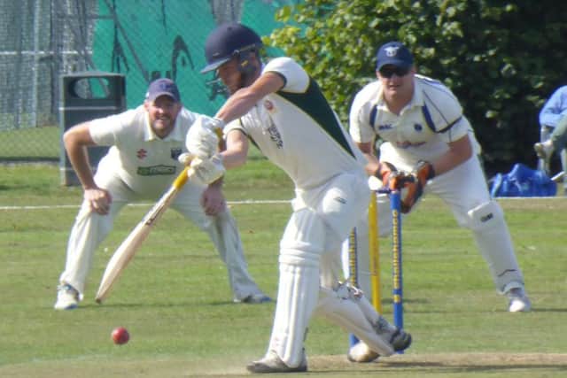 Alex Coombs batting for Little Common Ramblers in the InterSport Trophy final.