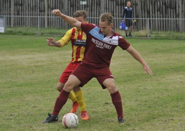 Action from Little Common's last home game, against Lingfield on Bank Holiday Monday. Picture by Simon Newstead