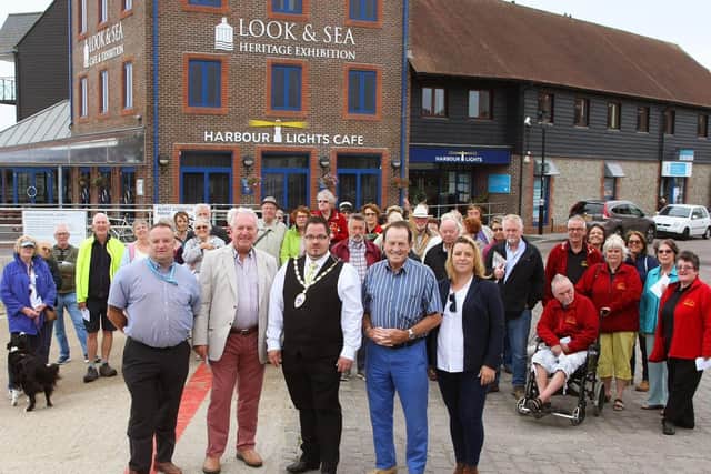 Campaigners outside the Look and Sea Centre. Picture: Derek Martin