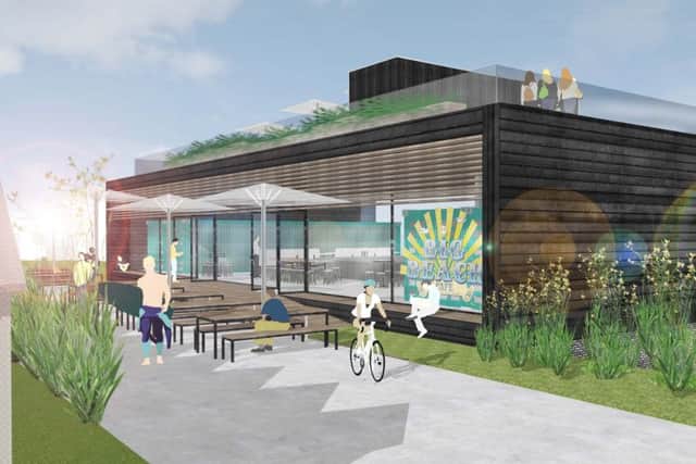 Boxpark's initial plans for the Shoreham Beach Green site put forward in April 2017